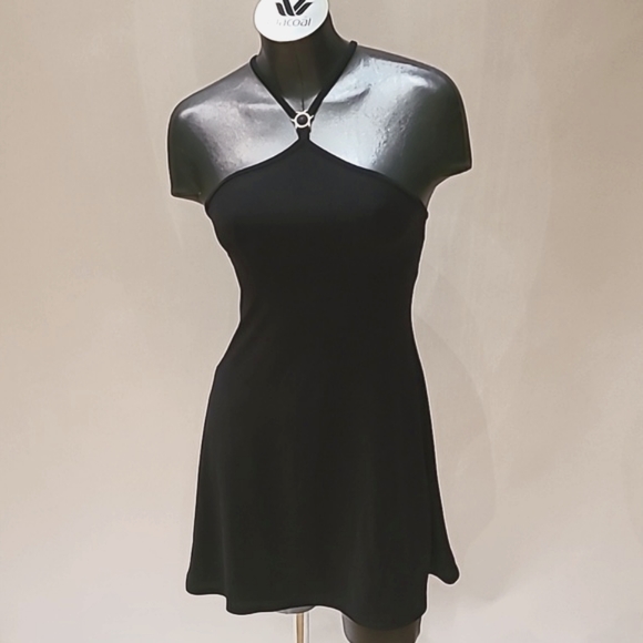 Versace Dresses & Skirts - VERSACE Intensive black halter top dress with logo emblem